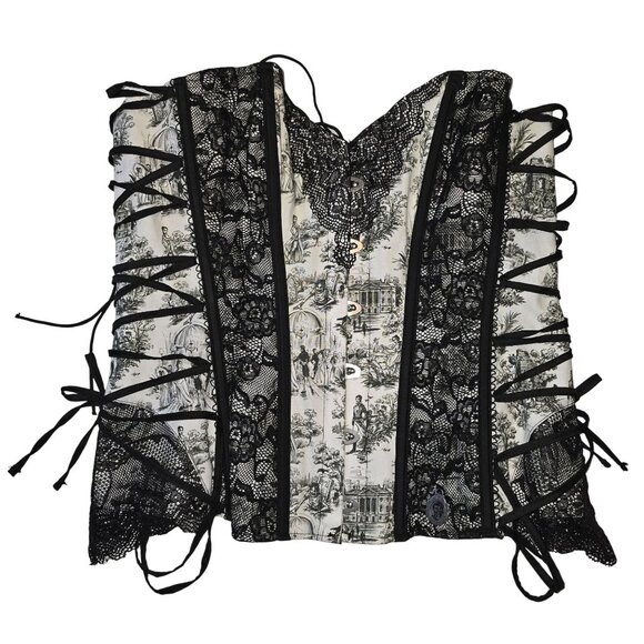 Elegant Black and White Lace Corset - Picture 2 of 8